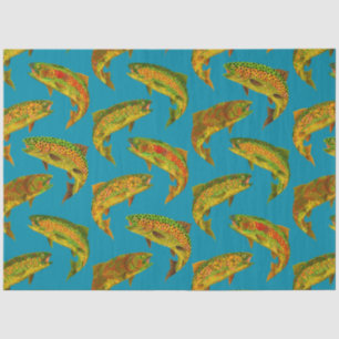 Aspen Leaf Rainbow Trout Seamless Pattern 2018 Tissue Paper