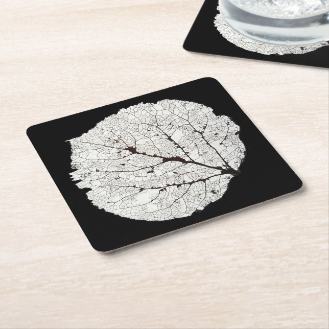 Aspen Leaf Skeleton 1 Square Paper Coaster (Angled)