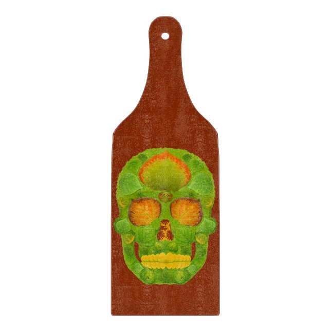 Aspen Leaf Skull 10 Cutting Board (Front)