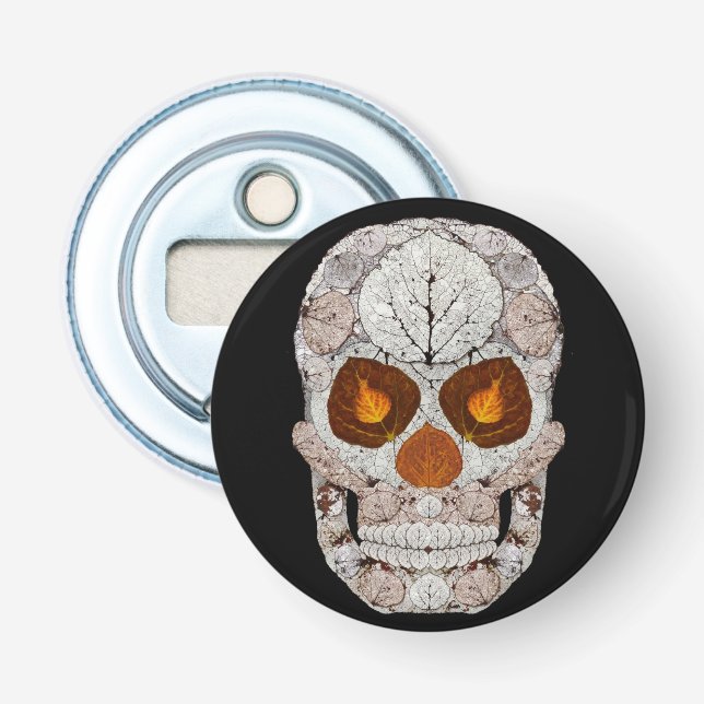 Aspen Leaf Skull 11 Bottle Opener (Front)