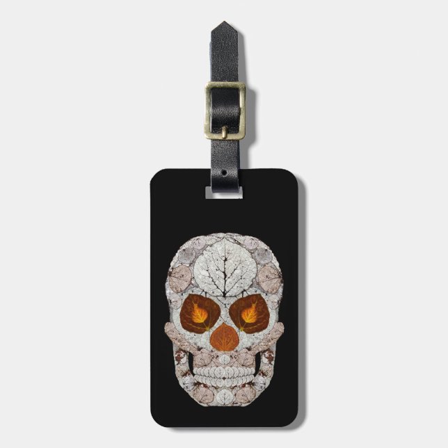 Aspen Leaf Skull 11 Luggage Tag (Front Vertical)