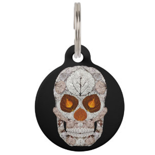 Aspen Leaf Skull 11 Pet Tag