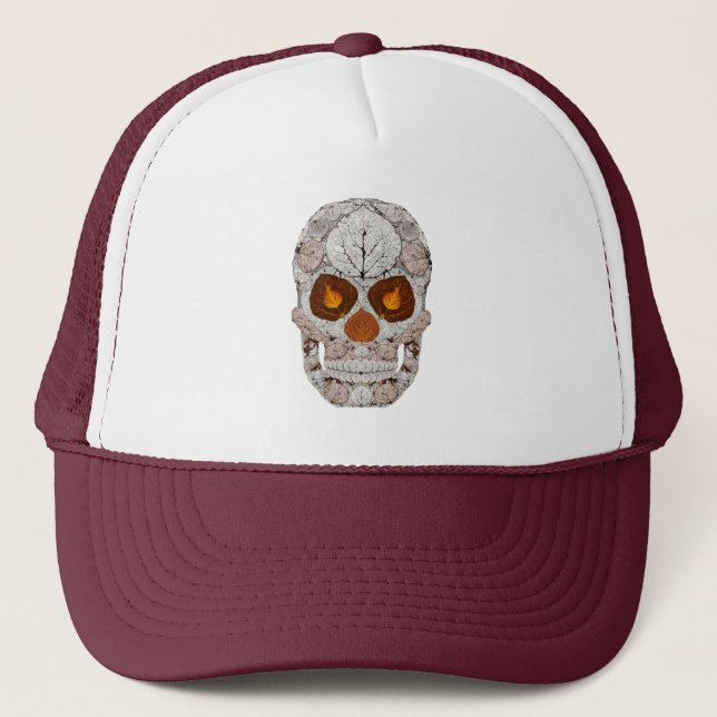 Aspen Leaf Skull 11 Trucker Hat (Front)