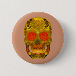 Aspen Leaf Skull 12 6 Cm Round Badge