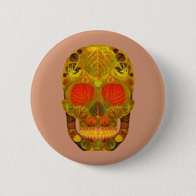 Aspen Leaf Skull 12 6 Cm Round Badge (Front)