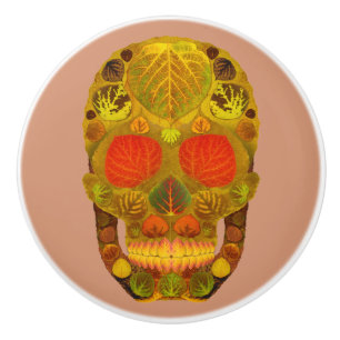 Aspen Leaf Skull 12 Ceramic Knob