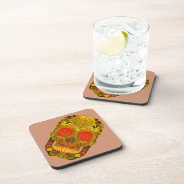 Aspen Leaf Skull 12 Coaster (Right Side)
