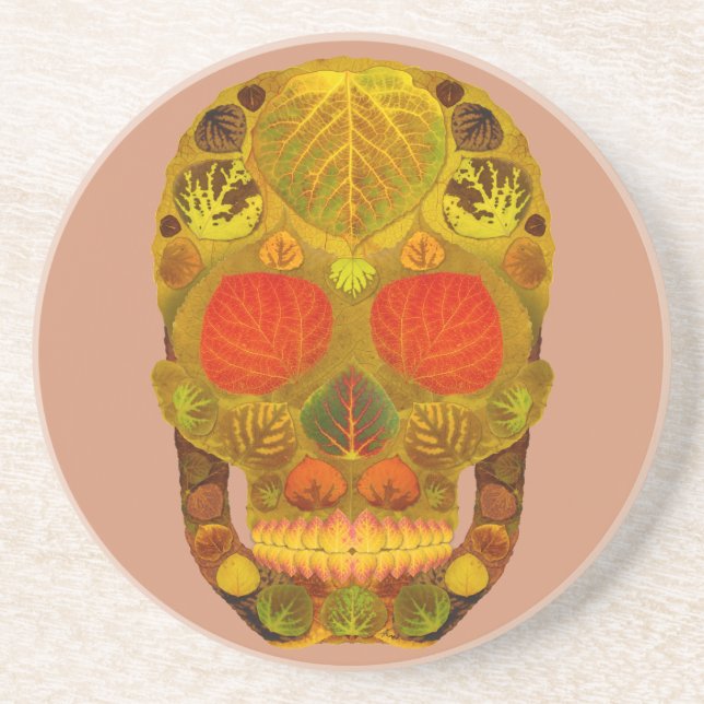 Aspen Leaf Skull 12 Coaster (Front)