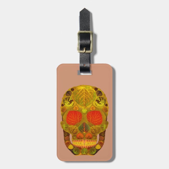 Aspen Leaf Skull 12 Luggage Tag (Front Vertical)