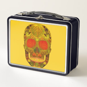 Aspen Leaf Skull 12 Metal Lunch Box