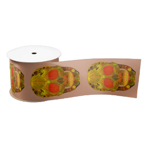 Aspen Leaf Skull 12 Satin Ribbon