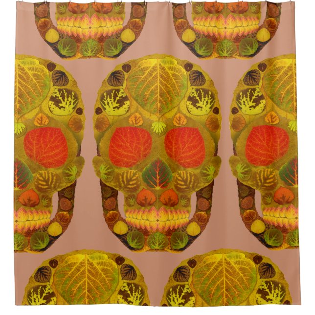 Aspen Leaf Skull 12 Shower Curtain (Front)