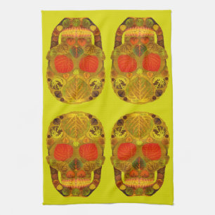 Aspen Leaf Skull 12 Tea Towel
