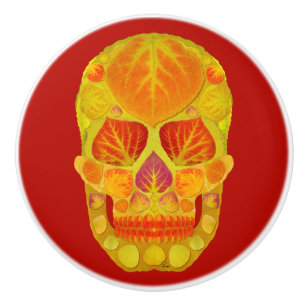 Aspen Leaf Skull 13 Ceramic Knob