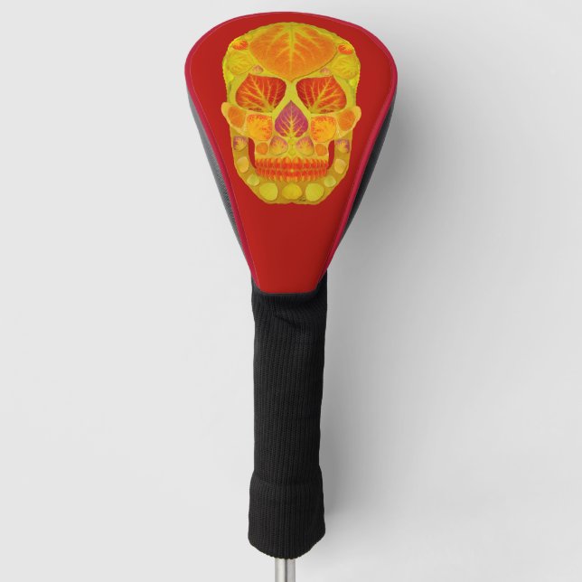 Aspen Leaf Skull 13 Golf Head Cover (Front)