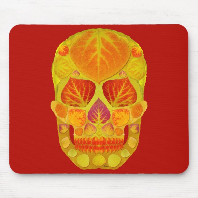 Aspen Leaf Skull 13 Mouse Pad (Front)