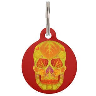 Aspen Leaf Skull 13 Pet Tag