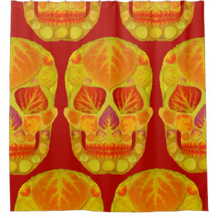 Aspen Leaf Skull 13 Shower Curtain