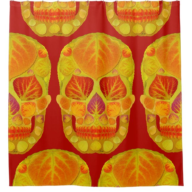 Aspen Leaf Skull 13 Shower Curtain (Front)