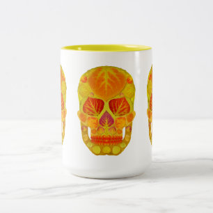 Aspen Leaf Skull 13 Two-Tone Coffee Mug