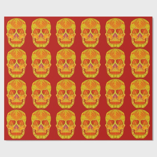 Aspen Leaf Skull 13 Wrapping Paper (Flat)
