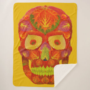 Aspen Leaf Skull 16 Sherpa Blanket