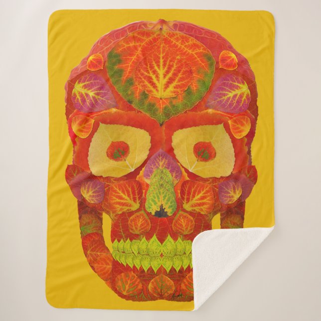 Aspen Leaf Skull 16 Sherpa Blanket (Front)