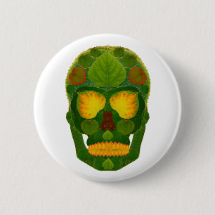 Aspen Leaf Skull 9 6 Cm Round Badge