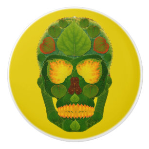 Aspen Leaf Skull 9 Ceramic Knob