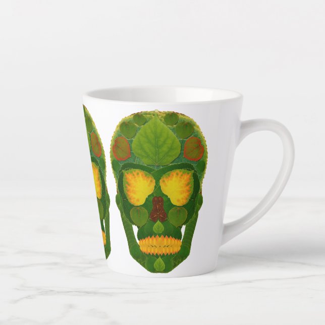 Aspen Leaf Skull 9 Latte Mug (Right)