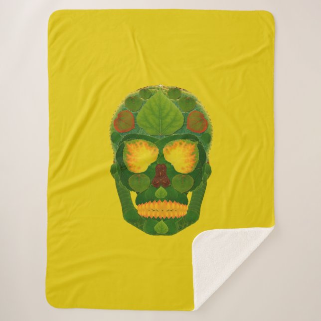 Aspen Leaf Skull 9 Sherpa Blanket (Front)
