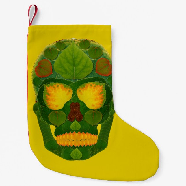 Aspen Leaf Skull 9 Small Christmas Stocking (Front)