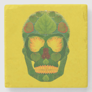 Aspen Leaf Skull 9 Stone Coaster