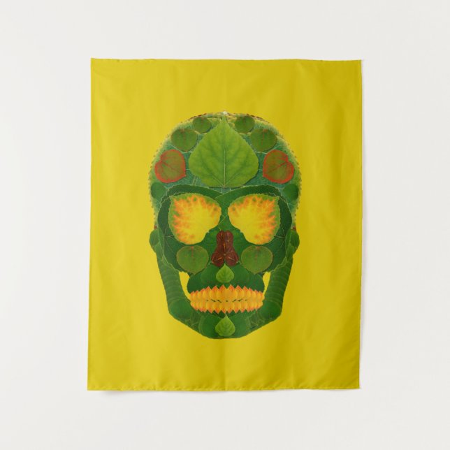 Aspen Leaf Skull 9 Tapestry (Front)