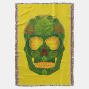 Aspen Leaf Skull 9 Throw Blanket