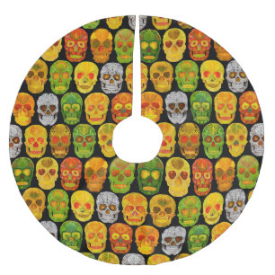 Aspen Leaf Skulls seamless pattern 2018 Brushed Polyester Tree Skirt