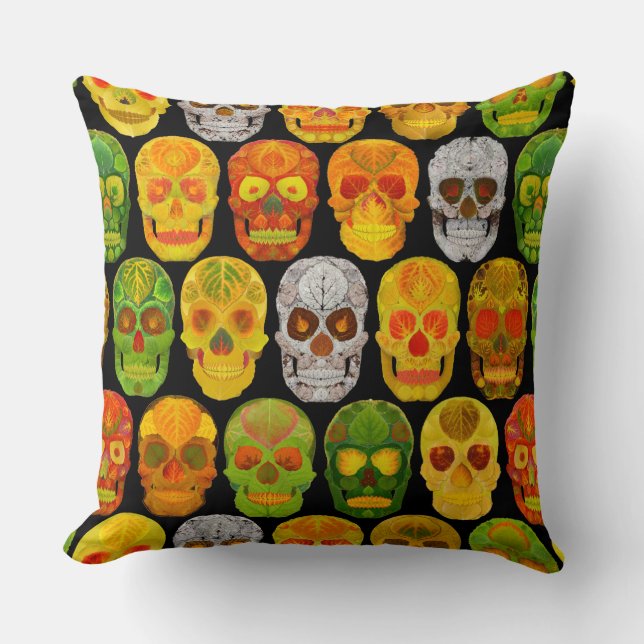 Aspen Leaf Skulls seamless pattern 2018 Cushion (Front)