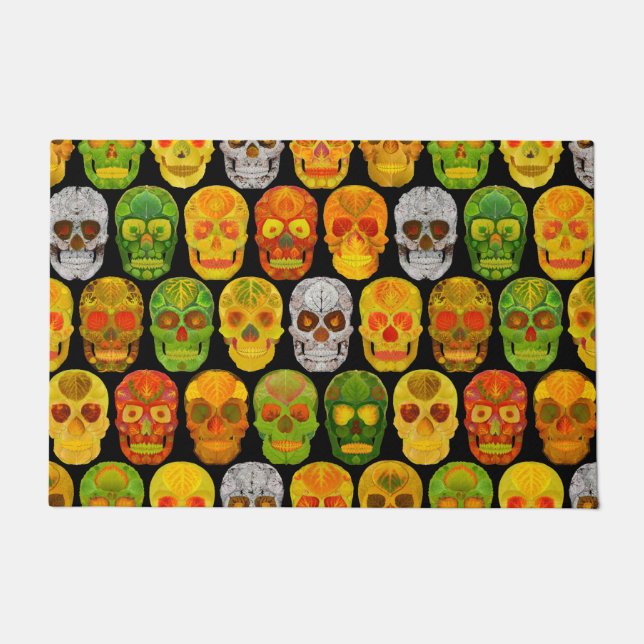 Aspen Leaf Skulls seamless pattern 2018 Doormat (Front)