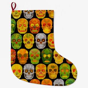 Aspen Leaf Skulls seamless pattern 2018 Large Christmas Stocking