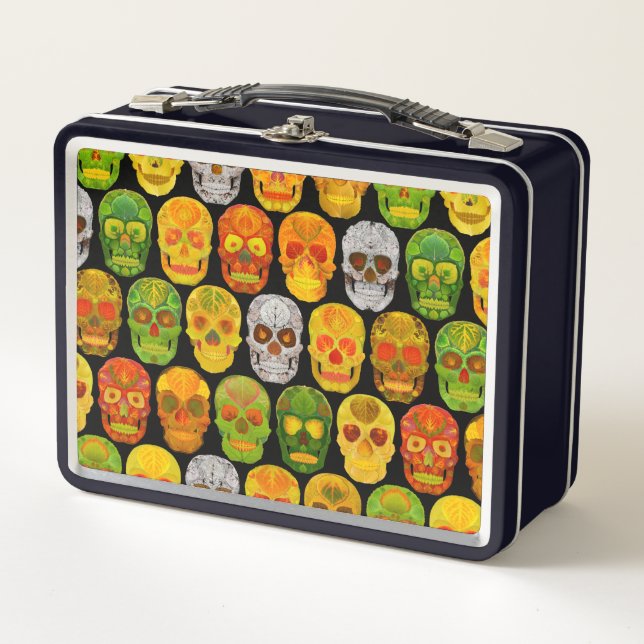 Aspen Leaf Skulls seamless pattern 2018 Metal Lunch Box (Front)