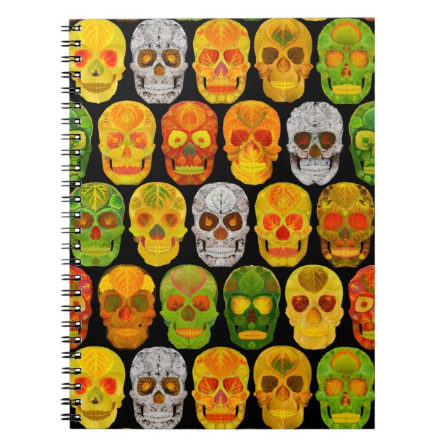 Aspen Leaf Skulls seamless pattern 2018 Notebook (Front)