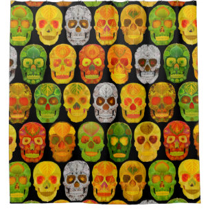 Aspen Leaf Skulls seamless pattern 2018 Shower Curtain