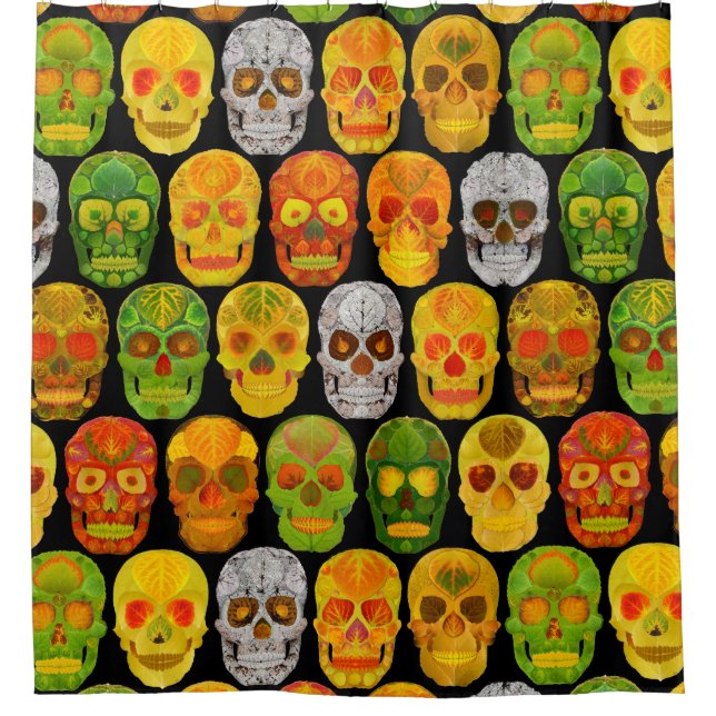Aspen Leaf Skulls seamless pattern 2018 Shower Curtain (Front)