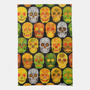 Aspen Leaf Skulls seamless pattern 2018 Tea Towel