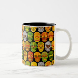 Aspen Leaf Skulls seamless pattern 2018 Two-Tone Coffee Mug