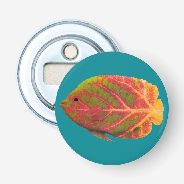 Aspen Leaf Tropical Fish 1 Bottle Opener (Front)