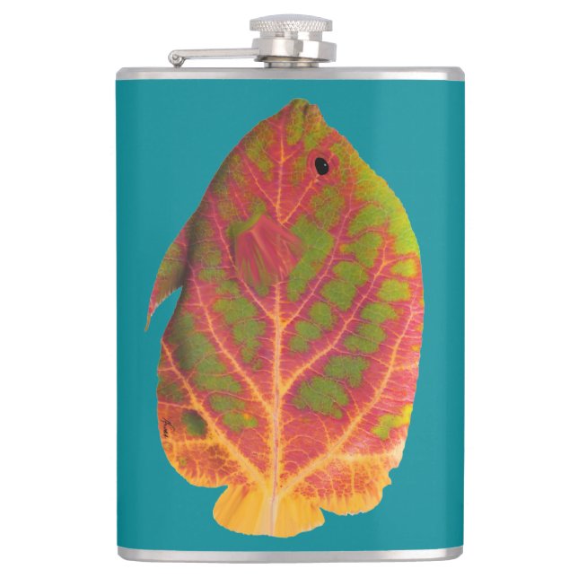 Aspen Leaf Tropical Fish 1 Hip Flask (Front)