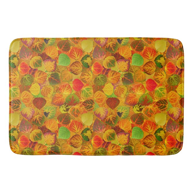 Aspen Leaves Collage Solid Medley 1 Bath Mat (Front)