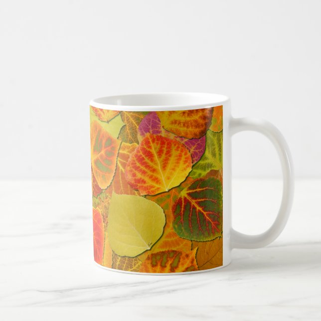 Aspen Leaves Collage Solid Medley 1 Coffee Mug (Right)