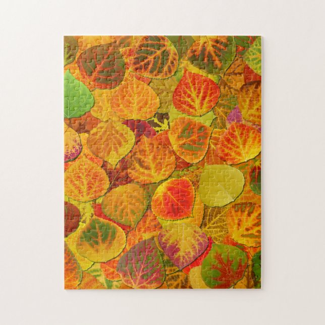 Aspen Leaves Collage Solid Medley 1 Jigsaw Puzzle (Vertical)